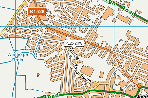 PE25 2HW map - OS VectorMap District (Ordnance Survey)