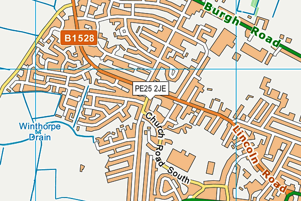 PE25 2JE map - OS VectorMap District (Ordnance Survey)