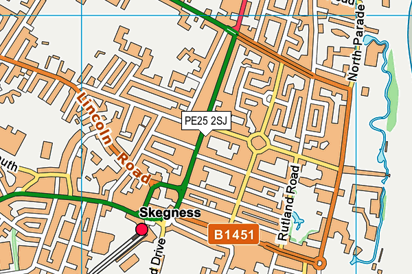 PE25 2SJ map - OS VectorMap District (Ordnance Survey)