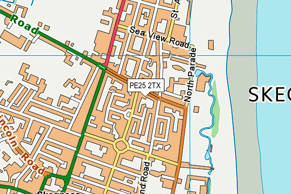 PE25 2TX map - OS VectorMap District (Ordnance Survey)