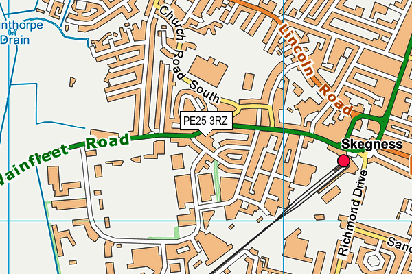 PE25 3RZ map - OS VectorMap District (Ordnance Survey)