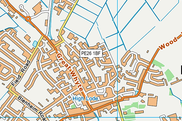 PE26 1BF map - OS VectorMap District (Ordnance Survey)