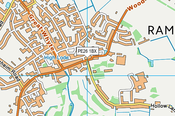 PE26 1BX map - OS VectorMap District (Ordnance Survey)