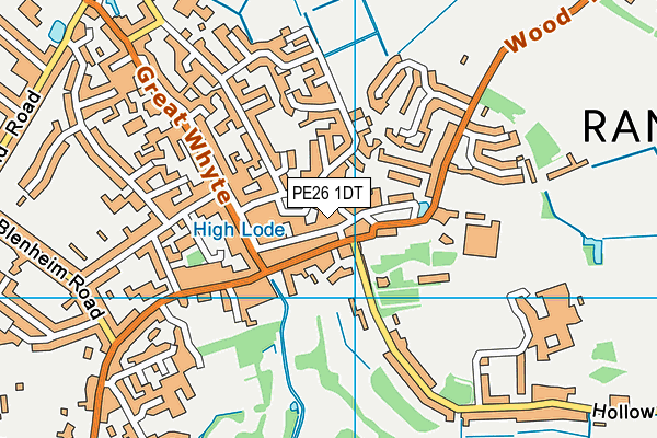 PE26 1DT map - OS VectorMap District (Ordnance Survey)