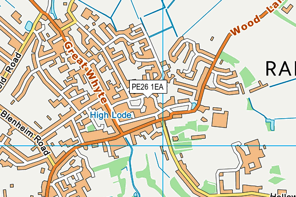 PE26 1EA map - OS VectorMap District (Ordnance Survey)