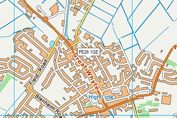 PE26 1GE map - OS VectorMap District (Ordnance Survey)
