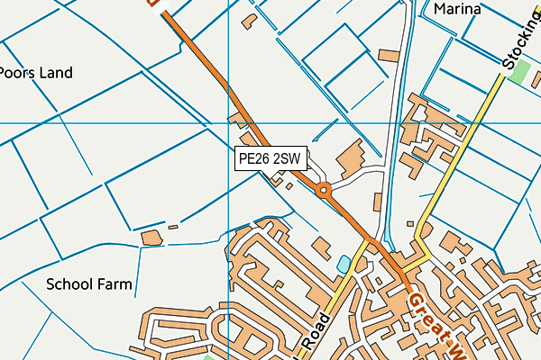 PE26 2SW map - OS VectorMap District (Ordnance Survey)