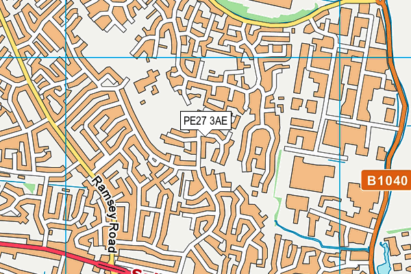PE27 3AE map - OS VectorMap District (Ordnance Survey)