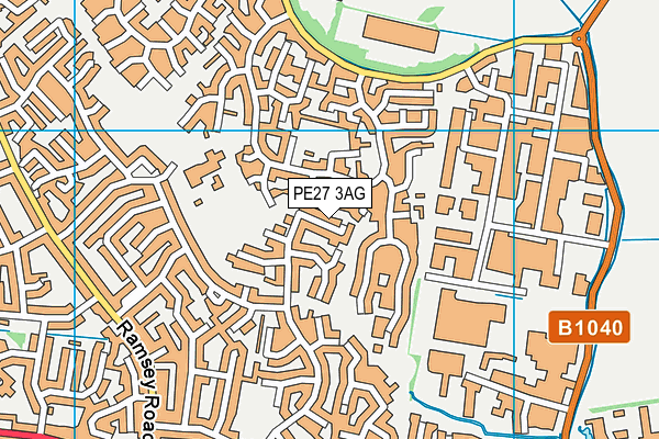 PE27 3AG map - OS VectorMap District (Ordnance Survey)