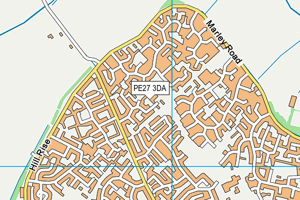 PE27 3DA map - OS VectorMap District (Ordnance Survey)