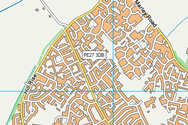 PE27 3DB map - OS VectorMap District (Ordnance Survey)