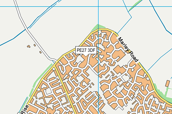 PE27 3DF map - OS VectorMap District (Ordnance Survey)
