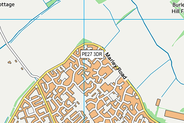 PE27 3DR map - OS VectorMap District (Ordnance Survey)