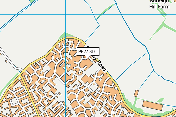 PE27 3DT map - OS VectorMap District (Ordnance Survey)