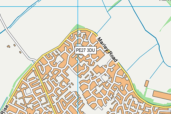 PE27 3DU map - OS VectorMap District (Ordnance Survey)
