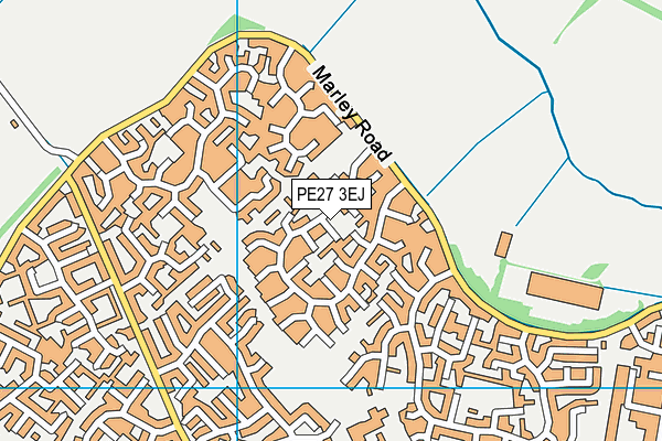 PE27 3EJ map - OS VectorMap District (Ordnance Survey)