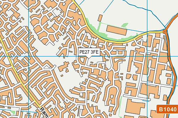 PE27 3FE map - OS VectorMap District (Ordnance Survey)