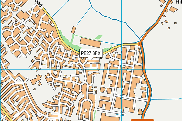 PE27 3FX map - OS VectorMap District (Ordnance Survey)