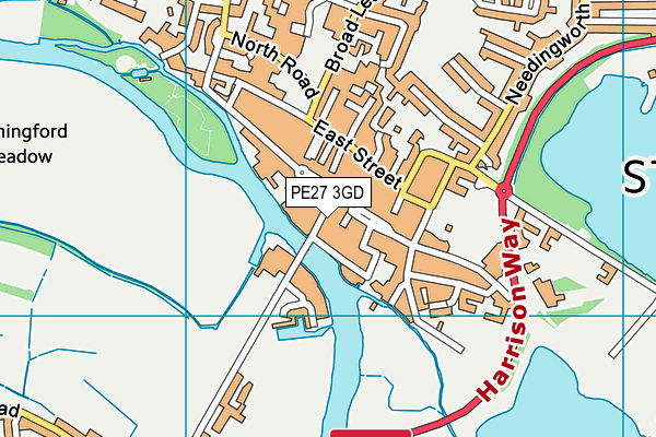 PE27 3GD map - OS VectorMap District (Ordnance Survey)
