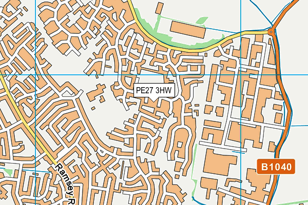 PE27 3HW map - OS VectorMap District (Ordnance Survey)