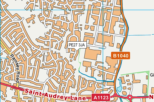 PE27 3JA map - OS VectorMap District (Ordnance Survey)