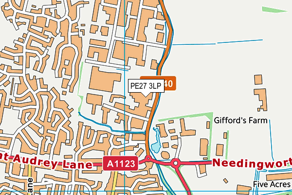PE27 3LP map - OS VectorMap District (Ordnance Survey)