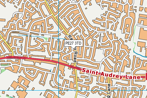 PE27 3TD map - OS VectorMap District (Ordnance Survey)