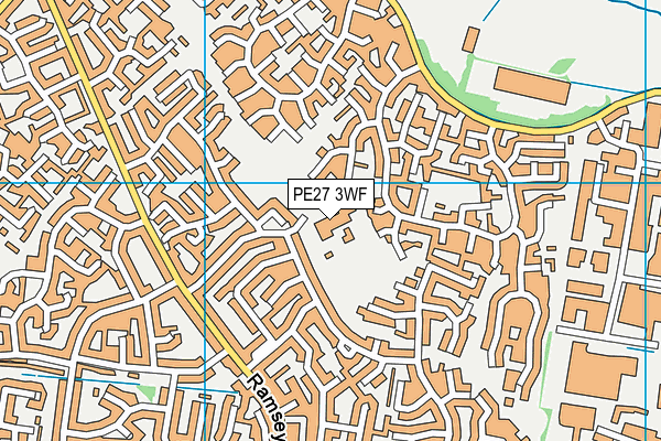 Wheatfields Primary School map (PE27 3WF) - OS VectorMap District (Ordnance Survey)