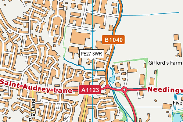 PE27 3WR map - OS VectorMap District (Ordnance Survey)