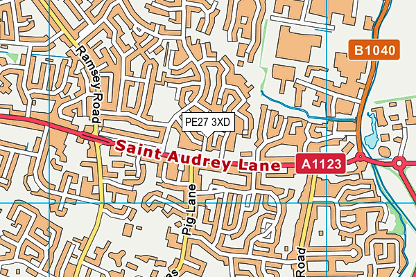 PE27 3XD map - OS VectorMap District (Ordnance Survey)