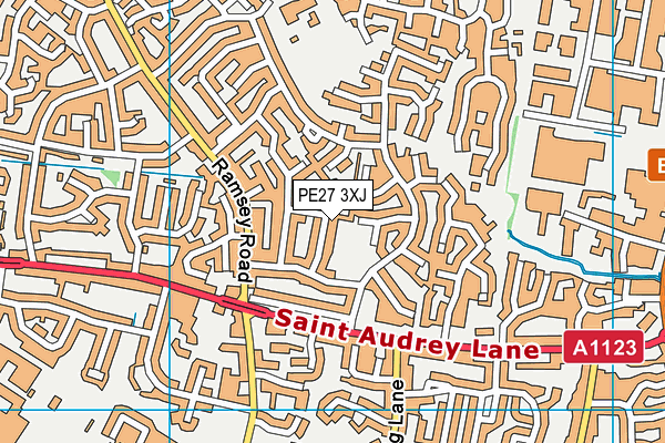 PE27 3XJ map - OS VectorMap District (Ordnance Survey)