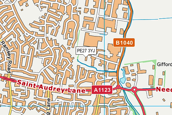 PE27 3YJ map - OS VectorMap District (Ordnance Survey)