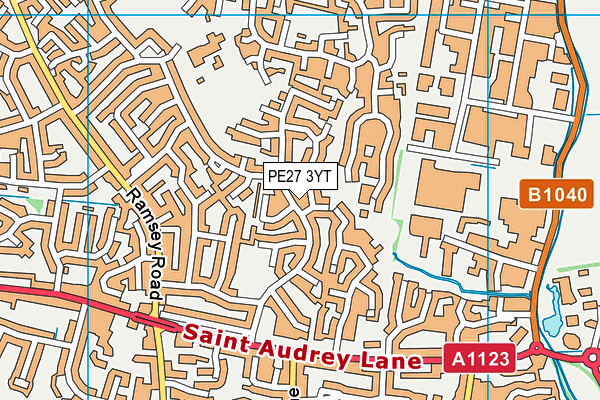 PE27 3YT map - OS VectorMap District (Ordnance Survey)