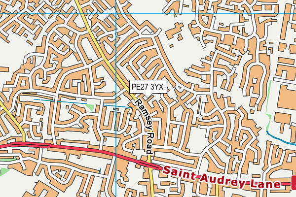 PE27 3YX map - OS VectorMap District (Ordnance Survey)