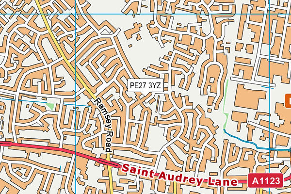 PE27 3YZ map - OS VectorMap District (Ordnance Survey)