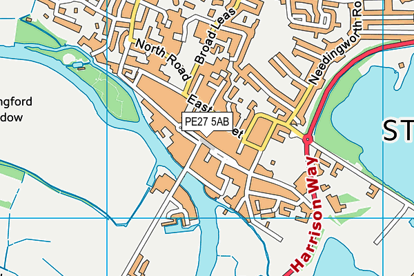 PE27 5AB map - OS VectorMap District (Ordnance Survey)