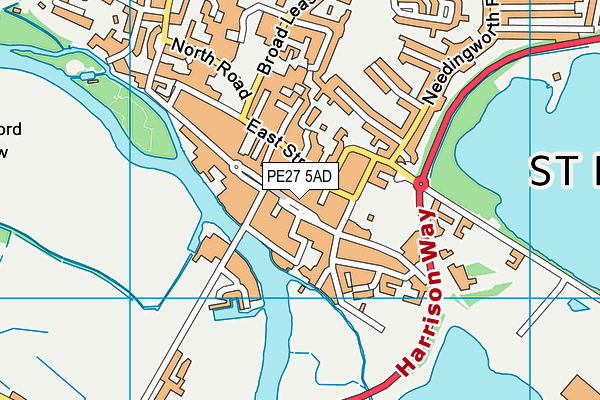 PE27 5AD map - OS VectorMap District (Ordnance Survey)