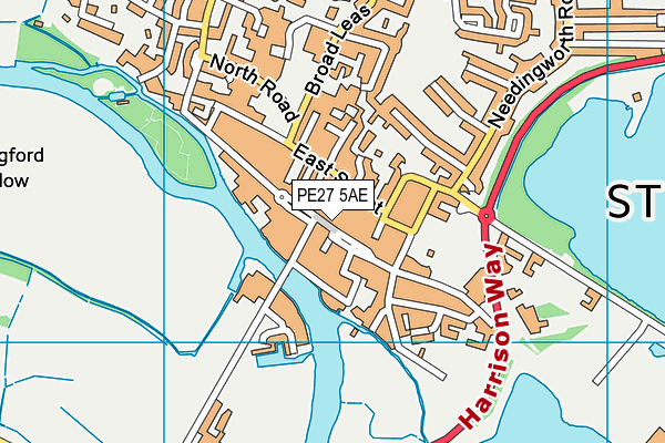 PE27 5AE map - OS VectorMap District (Ordnance Survey)