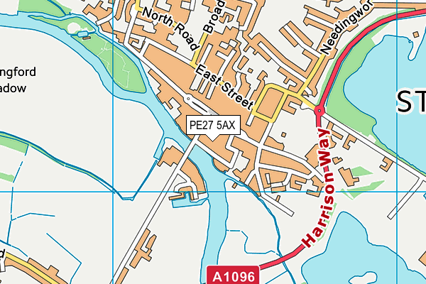 PE27 5AX map - OS VectorMap District (Ordnance Survey)