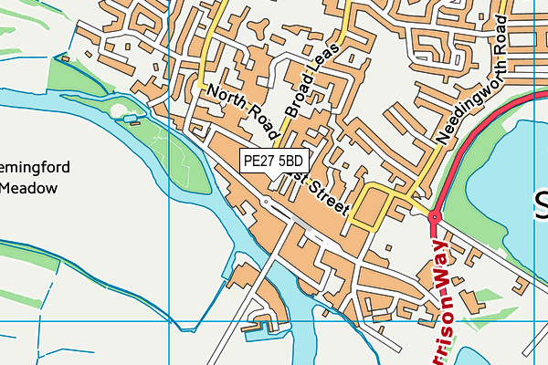 PE27 5BD map - OS VectorMap District (Ordnance Survey)