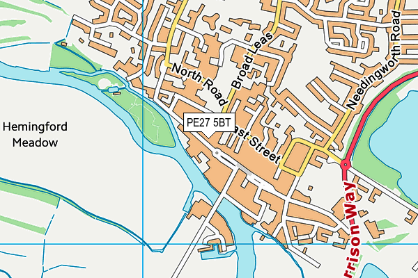 PE27 5BT map - OS VectorMap District (Ordnance Survey)