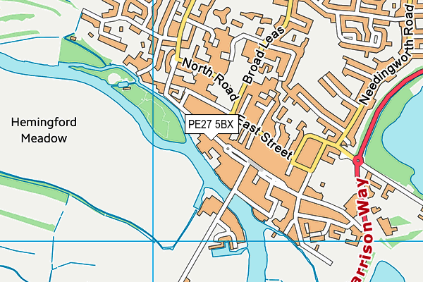 PE27 5BX map - OS VectorMap District (Ordnance Survey)