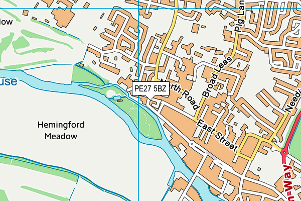 PE27 5BZ map - OS VectorMap District (Ordnance Survey)
