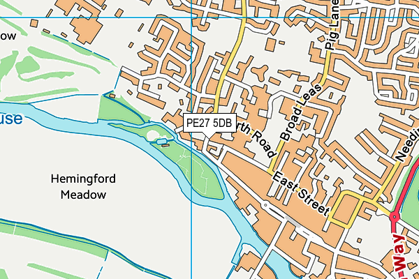 PE27 5DB map - OS VectorMap District (Ordnance Survey)