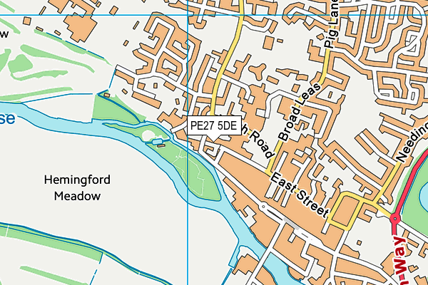 PE27 5DE map - OS VectorMap District (Ordnance Survey)