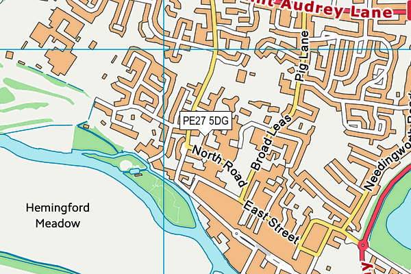PE27 5DG map - OS VectorMap District (Ordnance Survey)