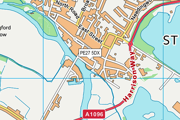 PE27 5DX map - OS VectorMap District (Ordnance Survey)