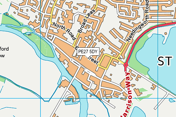 PE27 5DY map - OS VectorMap District (Ordnance Survey)