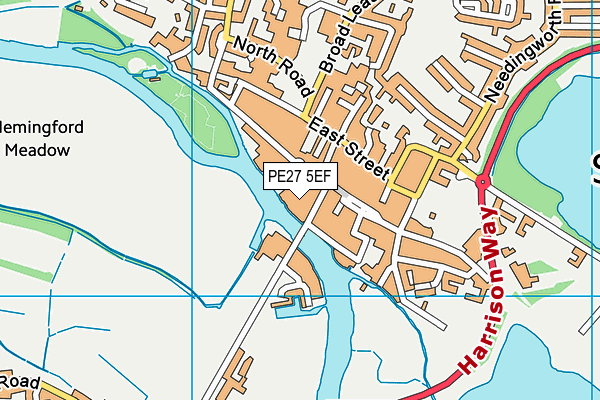PE27 5EF map - OS VectorMap District (Ordnance Survey)
