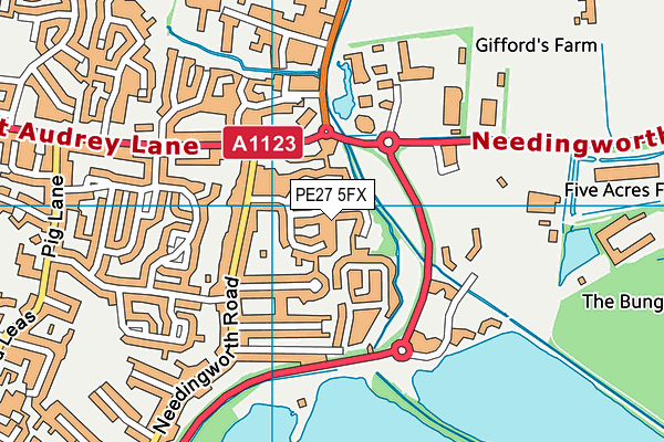 PE27 5FX map - OS VectorMap District (Ordnance Survey)